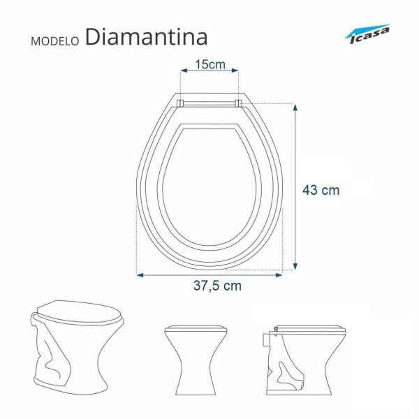 Encontraproduto.com.br - Tampa De Vaso Poliester Diamantina Areia Para Bacia Icasa