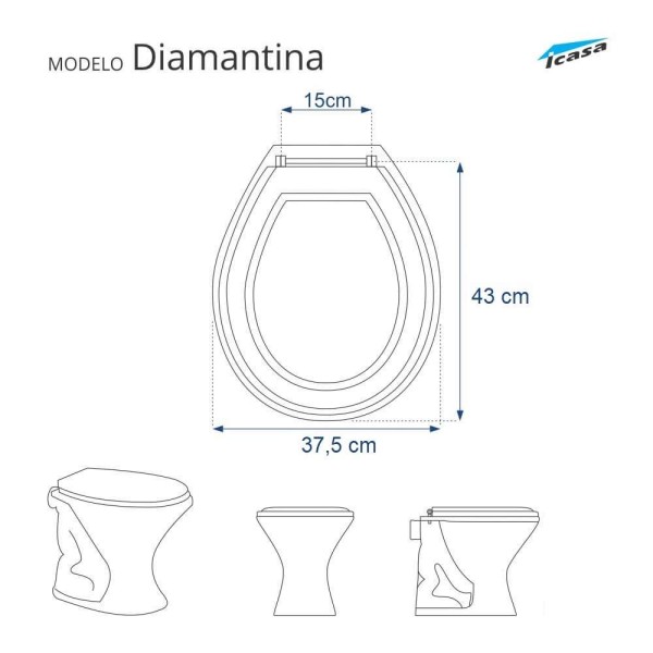 Encontraproduto.com.br - Tampa De Vaso Poliester Diamantina Areia Para Bacia Icasa