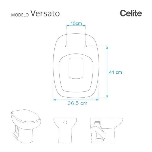 Encontraproduto.com.br - Assento Sanitário Versato Branco para vaso Celite Com Ferragem Dourada