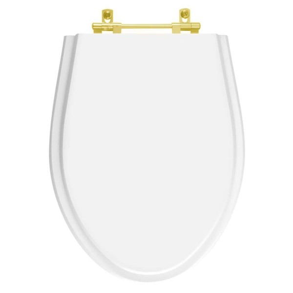 Encontraproduto.com.br - Assento Sanitário Absolute Branco para vaso Ideal Standard Com Ferragem Dourada