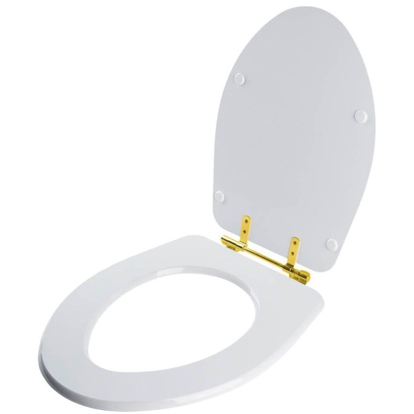 Encontraproduto.com.br - Assento Sanitário Absolute Branco para vaso Ideal Standard Com Ferragem Dourada