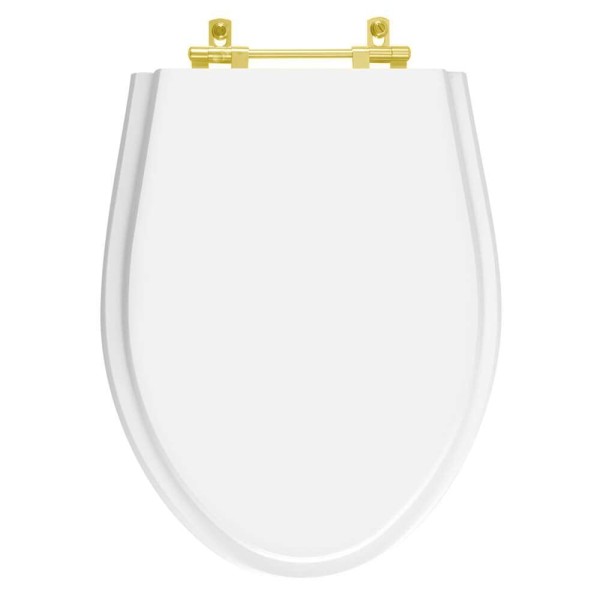 Encontraproduto.com.br - Assento Sanitário Absolute Branco para vaso Ideal Standard Com Ferragem Dourada