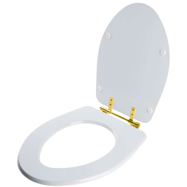 Encontraproduto.com.br - Assento Sanitário Absolute Branco para vaso Ideal Standard Com Ferragem Dourada
