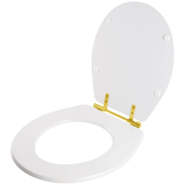 Encontraproduto.com.br - Assento Sanitário Carina Branco para vaso Ideal Standard Com Ferragem Dourada