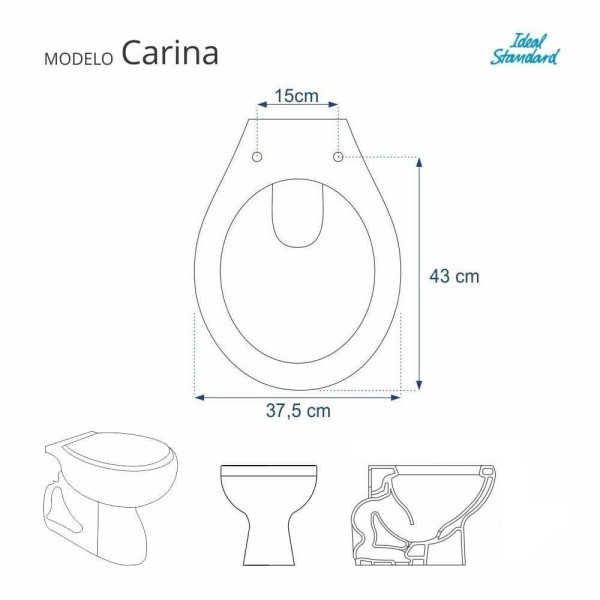 Encontraproduto.com.br - Assento Sanitário Carina Branco para vaso Ideal Standard Com Ferragem Dourada