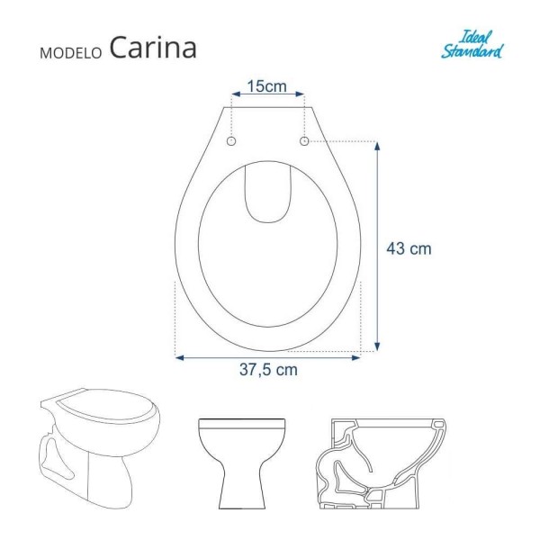 Encontraproduto.com.br - Assento Sanitário Poliéster Carina Branco para vaso Ideal Standard Com Ferragem Dourada