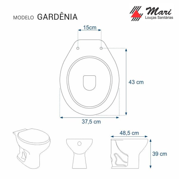 Encontraproduto.com.br - Assento Sanitário Almofadado Gardenia Branco para vaso Mari