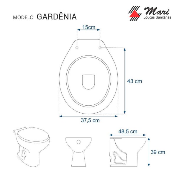 Encontraproduto.com.br - Assento Sanitário Almofadado Gardenia Branco para vaso Mari