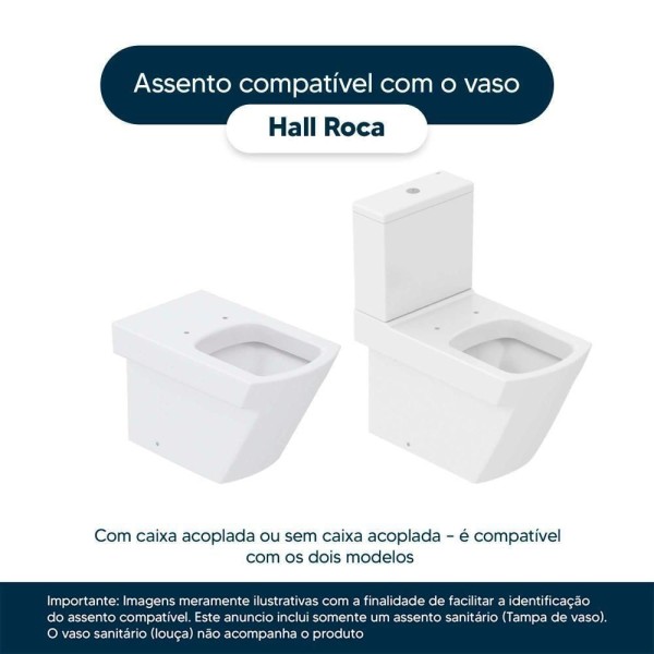 Encontraproduto.com.br - Assento Sanitário Com Amortecedor Hall Branco P/ Louça Roca