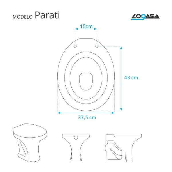 Encontraproduto.com.br - Assento Sanitário Parati Branco para vaso Logasa Com Ferragem Dourada