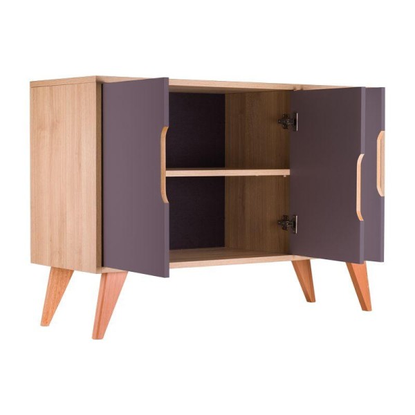 Encontraproduto.com.br - Balcão Buffet Retrô com 3 Portas Carvalho e Cinza Claro