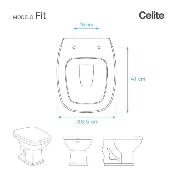 Encontraproduto.com.br - Assento Sanitário Fit Pergamon para vaso Celite Com Ferragem Dourada