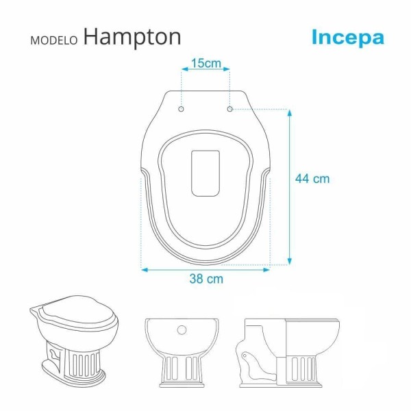Encontraproduto.com.br - Assento Sanitário Hampton Biscuit Para Vaso Incepa Com Ferragem Dourada