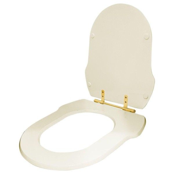Encontraproduto.com.br - Assento Sanitário Hampton Biscuit Para Vaso Incepa Com Ferragem Dourada