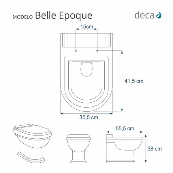 Encontraproduto.com.br - Assento Sanitário Poliéster Belle Epoque Branco para vaso Deca 6lpf