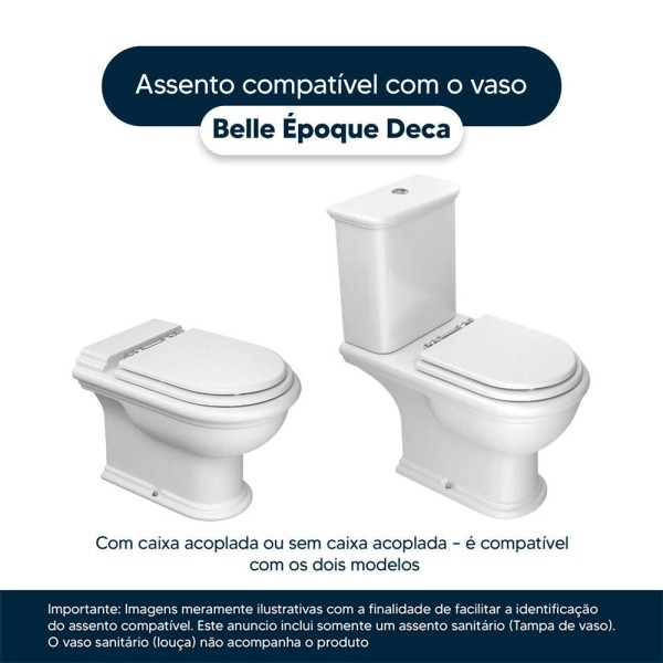 Encontraproduto.com.br - Assento Sanitário Poliéster Belle Epoque Branco para vaso Deca 6lpf