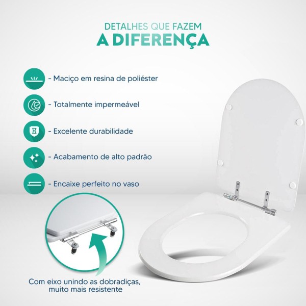 Encontraproduto.com.br - Assento Sanitário Poliéster Belle Epoque Branco para vaso Deca 6lpf