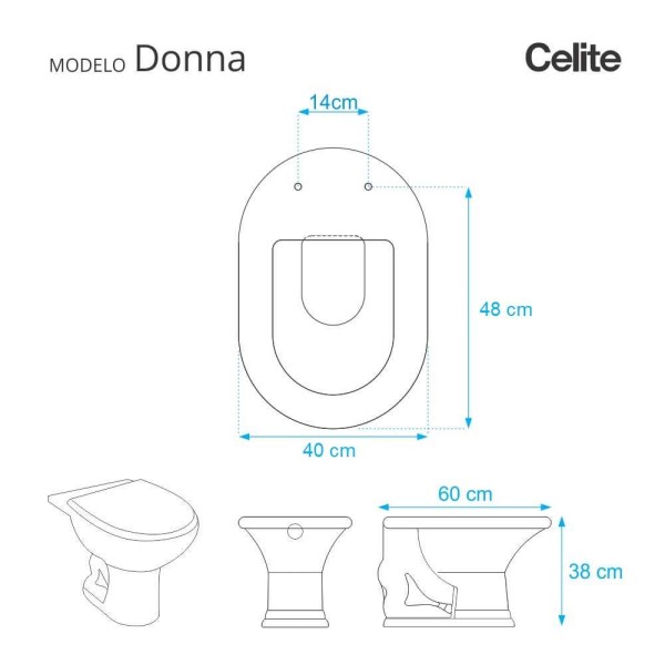 Encontraproduto.com.br - Assento Sanitário Poliéster Donna Branco Celite