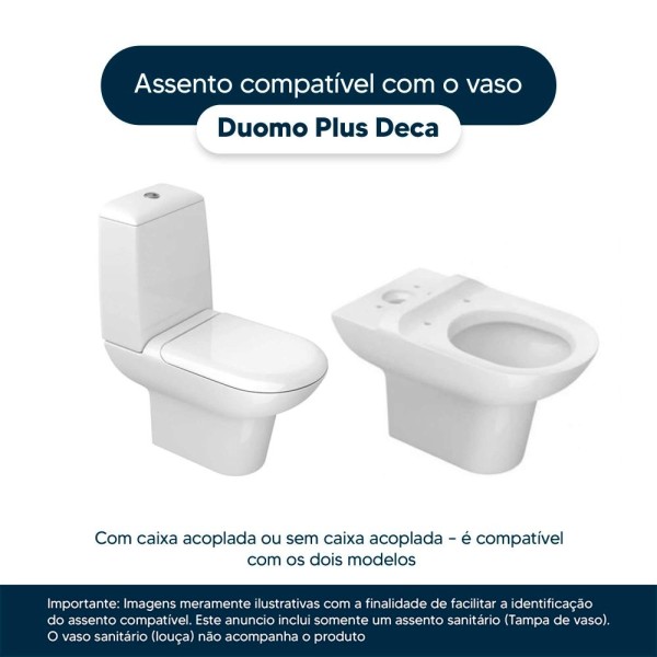 Encontraproduto.com.br - Assento Sanitário Poliéster Duomo Plus Branco para vaso Deca 6lpf