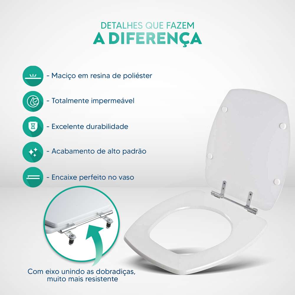 Encontraproduto.com.br - Assento Sanitário Poliéster Iris Branco Onix