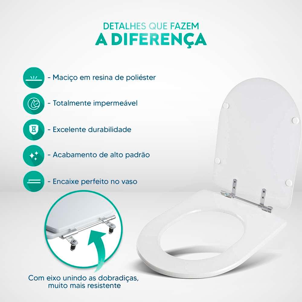 Encontraproduto.com.br - Assento Sanitário Poliéster Oxford Branco para vaso Deca 6lpf