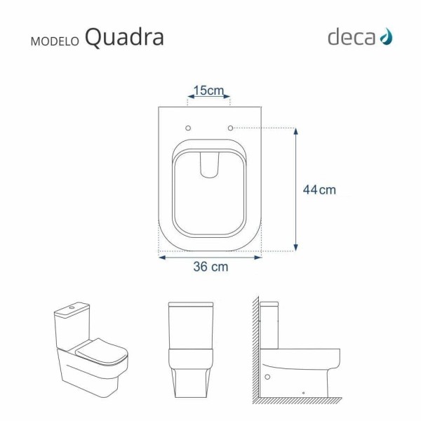 Encontraproduto.com.br - Assento Sanitário Poliéster Quadra Branco para vaso Deca 1.6gpf 6lpf
