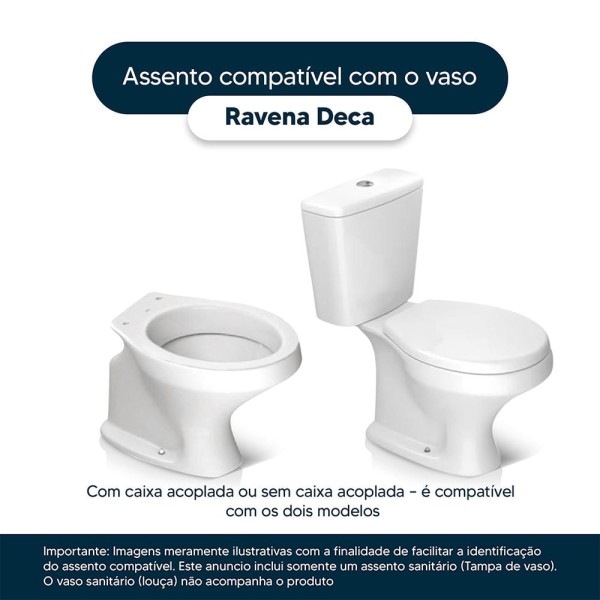 Encontraproduto.com.br - Tampa de Vaso Poliéster Ravena Branco para bacia Deca 6lpf