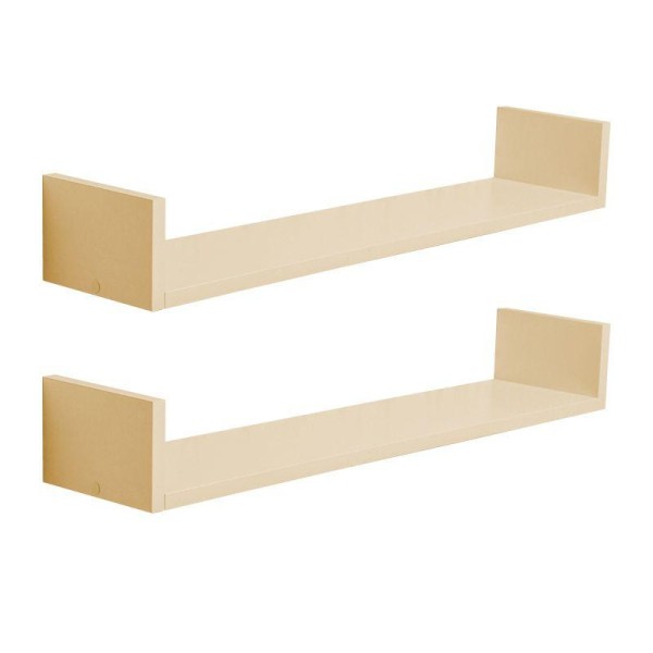 Encontraproduto.com.br - Kit 2 Prateleiras U 80 x 15cm Bege Claro Suporte Invisível