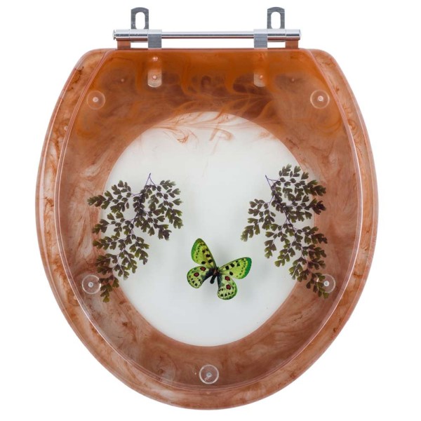 Encontraproduto.com.br - Assento Sanitario Poliester Decorado Borboleta Caramelo para Vaso Convencional
