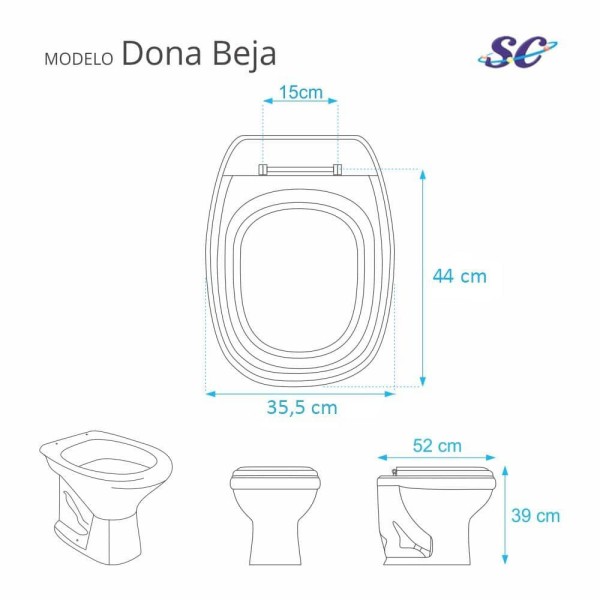 Encontraproduto.com.br - Assento Sanitário Dona Beja Preto para vaso Santa Clara