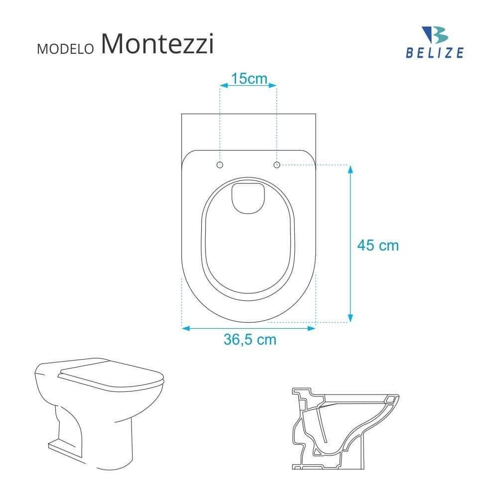 Encontraproduto.com.br - Assento Sanitario Poliester com Amortecedor Montezzi Branco para Vaso Belize