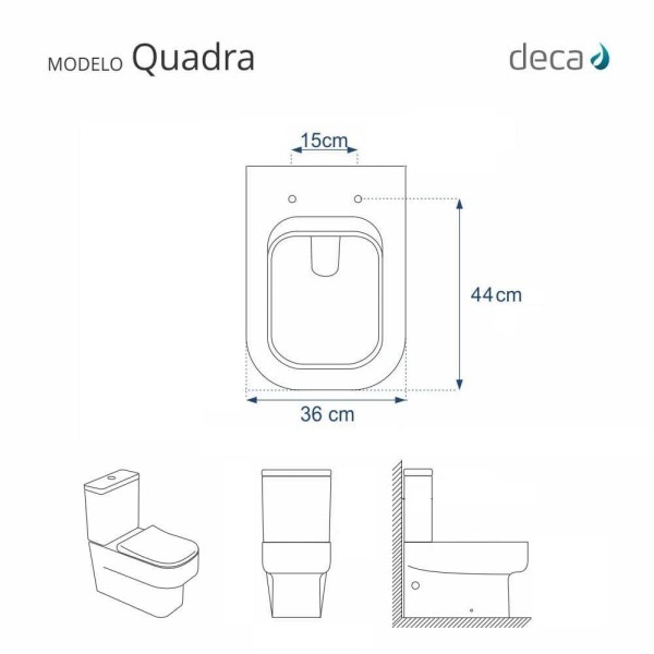 Encontraproduto.com.br - Assento Sanitário Quadra Branco para vaso Deca Com Ferragem Dourada