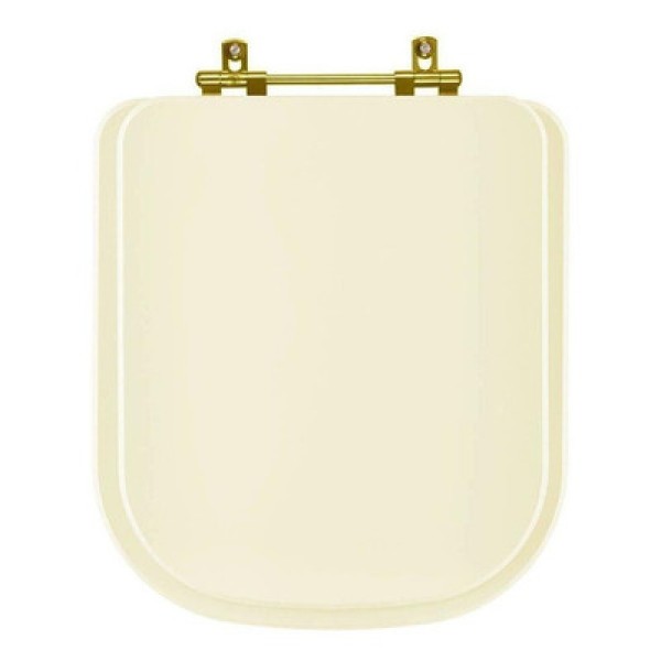 Encontraproduto.com.br - Assento Sanitário Quadra Branco para vaso Deca Com Ferragem Dourada