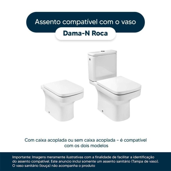 Encontraproduto.com.br - Assento Sanitario Poliester Com Amortecedor Dama-n Branco para Vaso Roca
