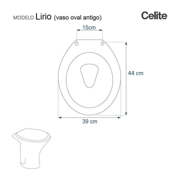 Encontraproduto.com.br - Assento Sanitario Poliester com Amortecedor Lirio Branco para Vaso Celite