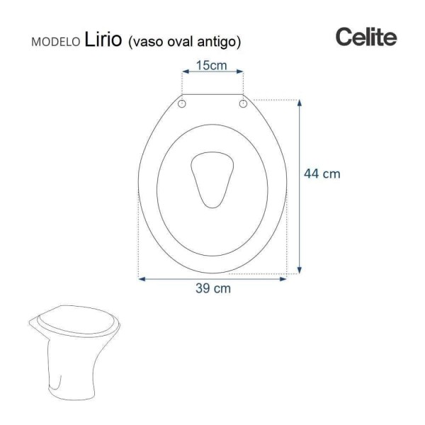 Encontraproduto.com.br - Assento Sanitario Poliester com Amortecedor Lirio Branco para Vaso Celite