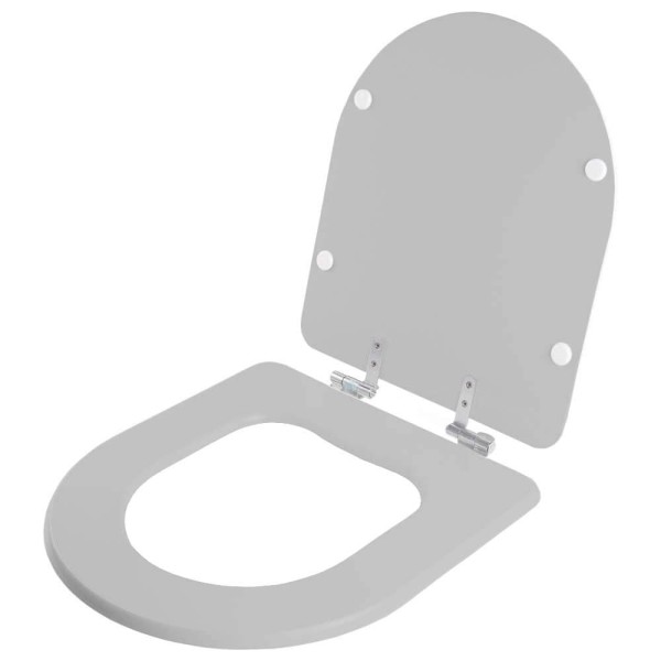 Encontraproduto.com.br - Assento Sanitario Poliester com Amortecedor Riviera Cinza Prata para Vaso Celite