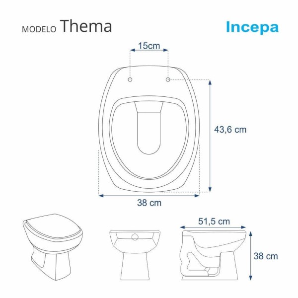 Encontraproduto.com.br - Assento Sanitario Poliester Com Amortecedor Thema Verde Agua Para Vaso Incepa