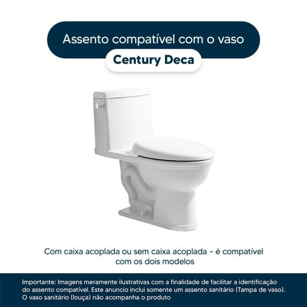 Encontraproduto.com.br - Assento Sanitario com Amortecedor Century Creme para Vaso Deca