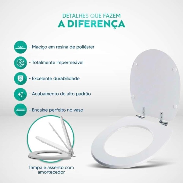 Encontraproduto.com.br - Assento Sanitario com Amortecedor Village Creme para Vaso Deca