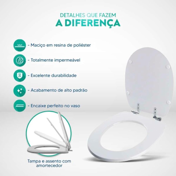 Encontraproduto.com.br - Assento Sanitario com Amortecedor Village Creme para Vaso Deca
