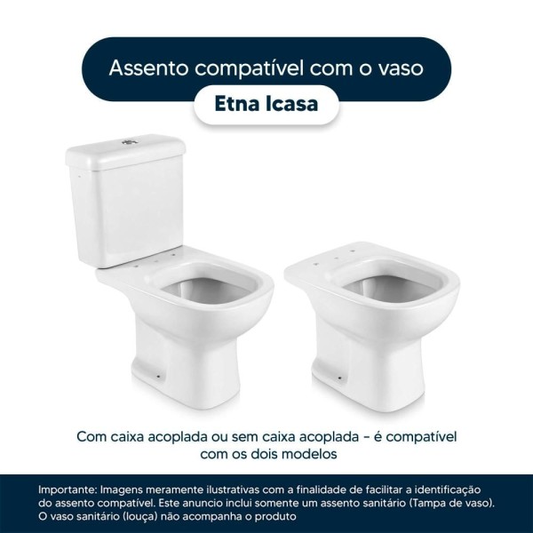 Encontraproduto.com.br - Assento Sanitario Poliester Com Amortecedor Etna Branco Para Vaso Icasa