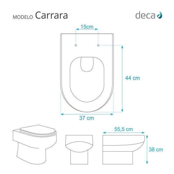 Encontraproduto.com.br - Assento Sanitario com Amortecedor Carrara Preto para Vaso Deca