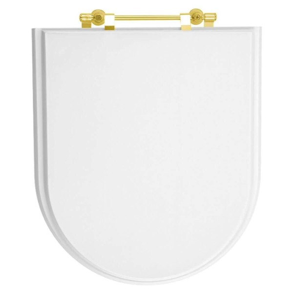 Encontraproduto.com.br - Assento Sanitário Duomo Plus Branco para vaso Deca Com Ferragem Dourada