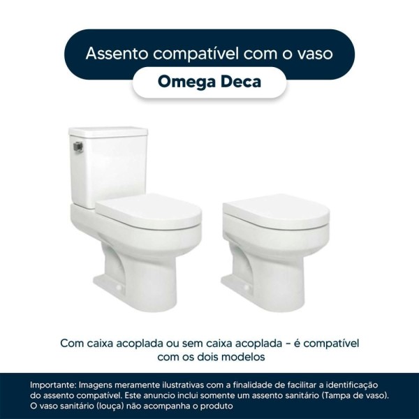Encontraproduto.com.br - Assento Sanitário Com Fechamento Lento Omega Cinza Real Para Vaso Deca