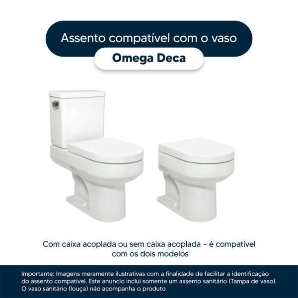 Encontraproduto.com.br - Assento Sanitário Com Fechamento Lento Omega Cinza Real Para Vaso Deca