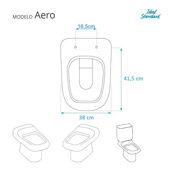 Encontraproduto.com.br - Assento Sanitário Aero Azul Cobalto Para Vaso Ideal Standard