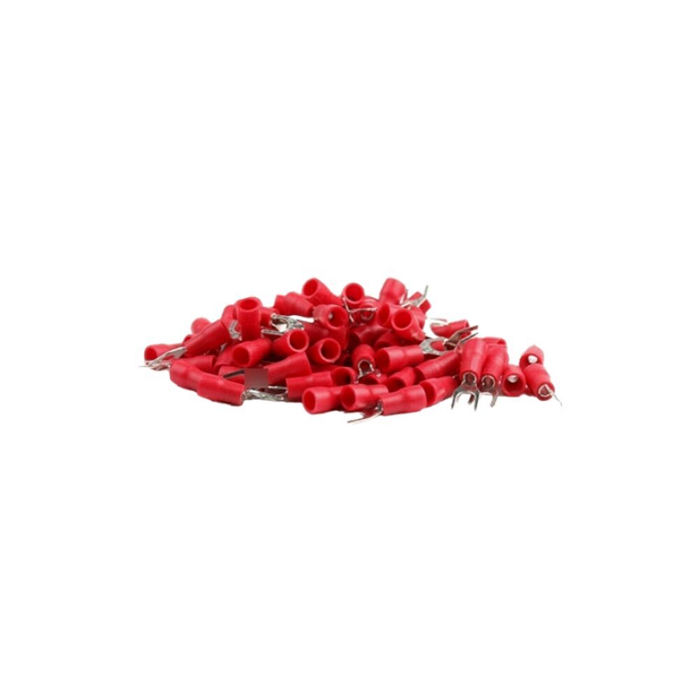 Encontraproduto.com.br - Terminal Forquilha isolado 19A 5,3mm com 20 unidades vermelho A.Santos