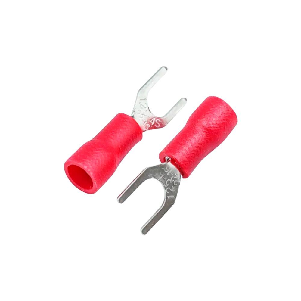 Encontraproduto.com.br - Terminal Forquilha isolado 19A 5,3mm com 20 unidades vermelho A.Santos