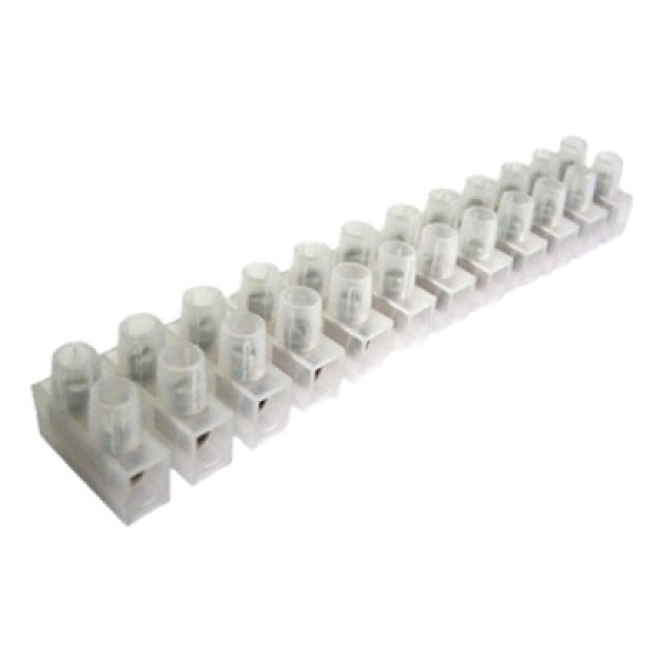 Conector em Barra 12 Bornes 10mm² Branco Revestido com Polietileno Para Segurança Suporta Corrente de 5a Asantos